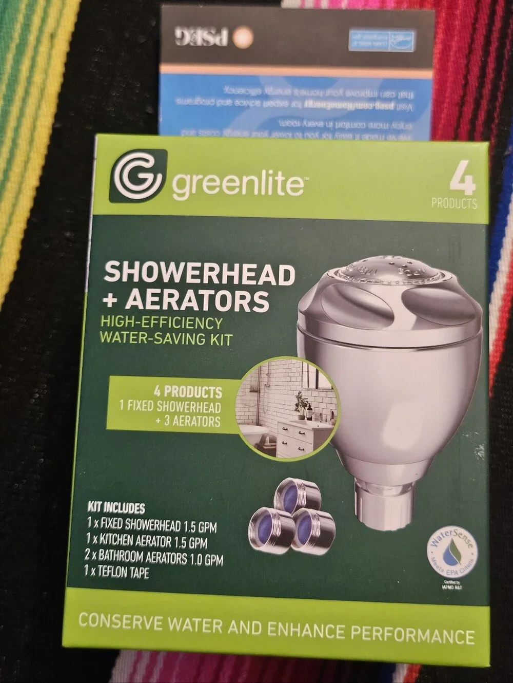Greenlite, Water Saving Kit, 1 Showerhead 2 Bathroom Aerators 1 Kitchen Aerator